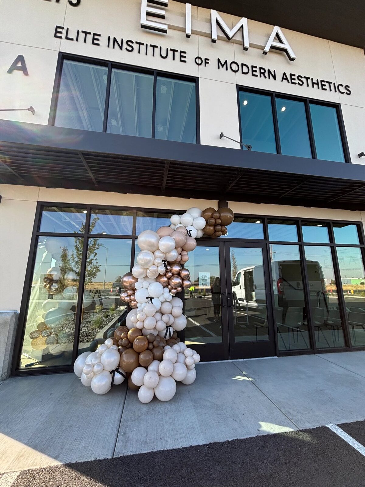 Balloon column at a business grand opening