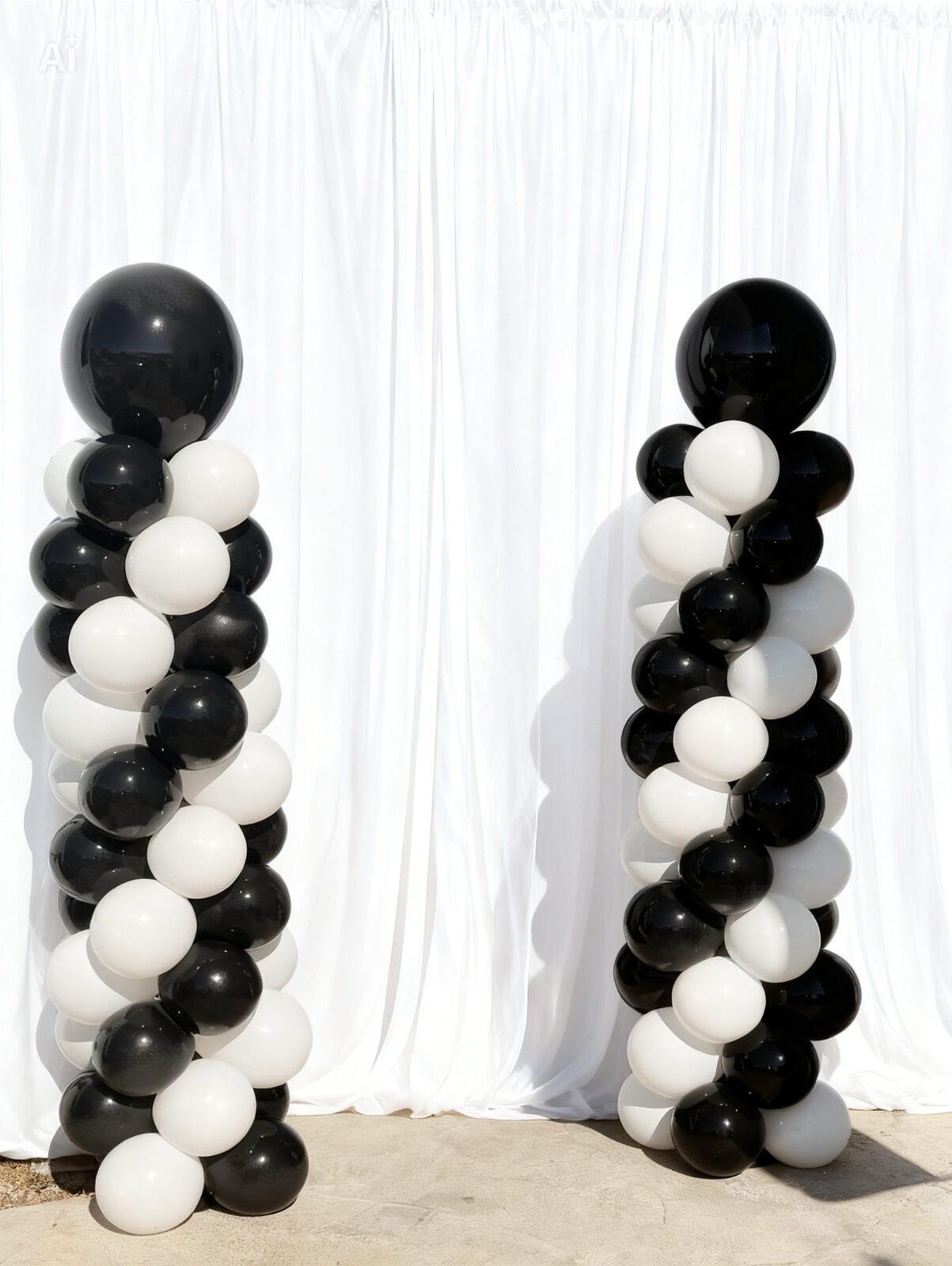 Black and white balloon columns